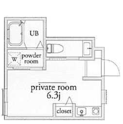 アーベインテラス東が丘 ワンルームの間取図画像