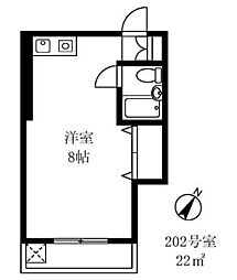 マンション大橋 ワンルームの間取図画像