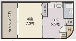 パラッツオ東山 2階1DKの間取り