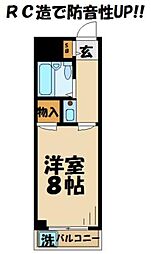 TISマンション堀之内 1Kの間取図画像