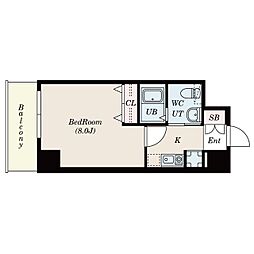 CASSIA天王寺東 1Kの間取図画像