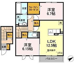 トルナーレ 2階2LDKの間取り