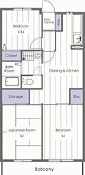 パラシオン糀屋 3DKの間取図画像