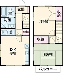 ブルーベリーヒルズB 2DKの間取図画像