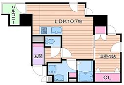 VALLY-4 5階1LDKの間取り