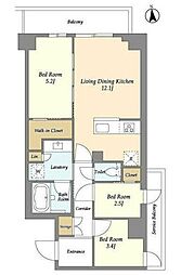 コンフォリア竹ノ塚イースト 8階3LDKの間取り
