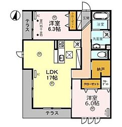 エミネンス 2LDKの間取図画像