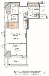 ブランシエスタ上野 9階1LDKの間取り