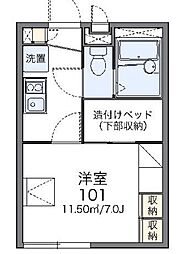 レオパレス鳥山 1Kの間取図画像