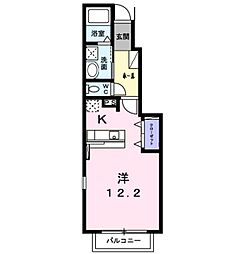 ビーネII 1階ワンルームの間取り