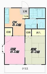 ＧｒｅｅｎＨｏｕｓｅ氷川台 2階2DKの間取り