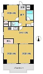 ポレール石神井 3DKの間取図画像