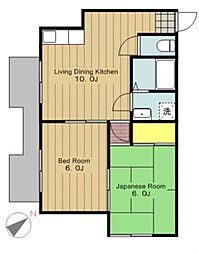 シャルール相模 2LDKの間取図画像