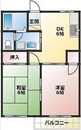 アルカサール西島B 2DKの間取図画像
