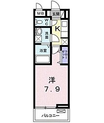 ベル デーア 2階1Kの間取り