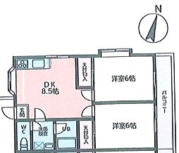 リーフハピネス 2DKの間取図画像