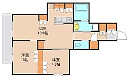 ブランルージュ 201 2階2LDKの間取り