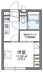 レオパレスＷ Ｋハイツ 2階1Kの間取り