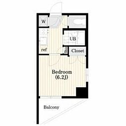 CYNTHIA FOUR-D GOTANDA-WEST 7階1Kの間取り