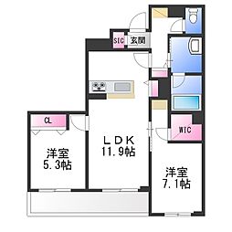 メゾン ド ルクス 2LDKの間取図画像