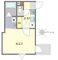ラフィナート亀戸 1Kの間取図画像