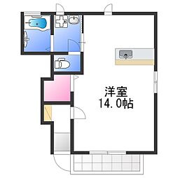 メゾンドゥソレイユ 1Kの間取図画像