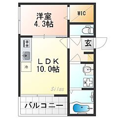 四ノ宮レジデンス 2階1LDKの間取り