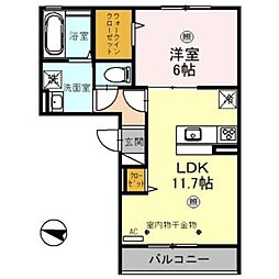 ホワイトハイツ2 1LDKの間取図画像