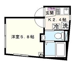 ミモザヒルズ平塚 3階1Kの間取り