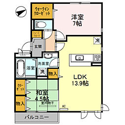ラルーチェ千里 2LDKの間取図画像