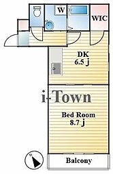 ヴェリテ有賀 3階1DKの間取り