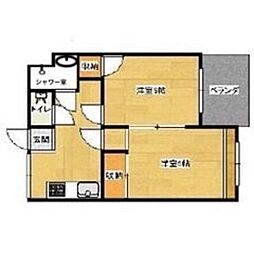 アイディール西公園 2DKの間取図画像