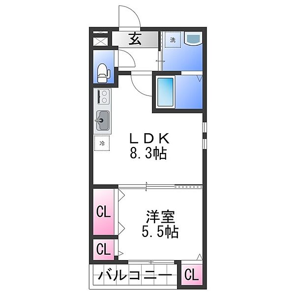 フジパレス吹屋町ＥＡＳＴ ｜和歌山県和歌山市吹屋町５丁目(賃貸アパート1LDK・1階・35.00㎡)の写真 その2