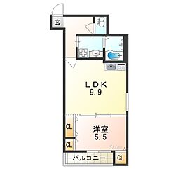 フジパレス長原公園 1LDKの間取図画像