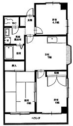 サンコート中里台パート5 3DKの間取図画像