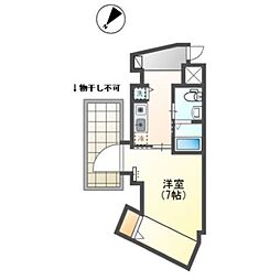 レジデンス明神町 4階1Kの間取り