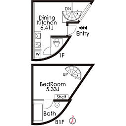 メゾンド学芸大 1DKの間取図画像
