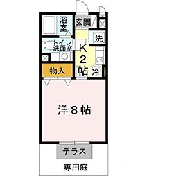南海高野線 金剛駅 バス5分 西小学校前停下車 徒歩7分の賃貸アパート 1階1Kの間取り
