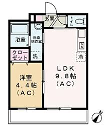 ブリリアンス根岸 1LDKの間取図画像