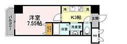 アンクレージュ西船橋 5階1Kの間取り