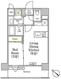 EL・SERENO押上 1LDKの間取図画像
