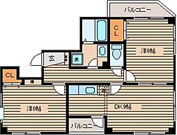ロイヤルハイツドモン 2DKの間取図画像