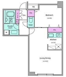 レジディア西麻布 1LDKの間取図画像