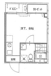 西武池袋線 中村橋駅 徒歩5分の賃貸マンション 3階ワンルームの間取り