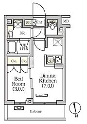 アークマーク南品川 5階1DKの間取り