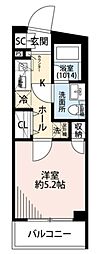 プレール・ドゥーク中野富士見町II 1階1Kの間取り