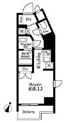 ドゥーエ国府台 15階ワンルームの間取り
