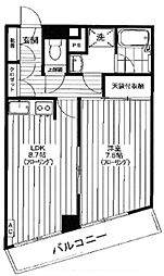 カーサU 1LDKの間取図画像
