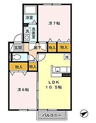 グリーンヒルA 2LDKの間取図画像