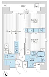 ハレマカニ御苑 2LDKの間取図画像